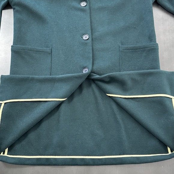 Bernie Bernardo Olive Green Wool Blend Overcoat Long Coat Jacket M - Picture 8 of 8